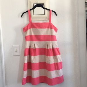 Pink and ivory striped LOFT dress, petite